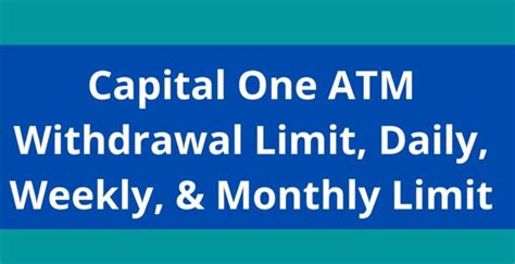 Capital One Cash Withdrawal Limit